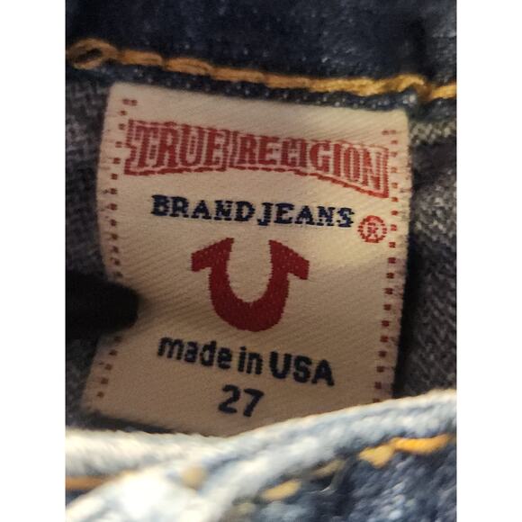 True Religion Jeans Women's Tag 27" Act 28" Flare Distressed Joey Flap Pockets - Picture 4 of 10